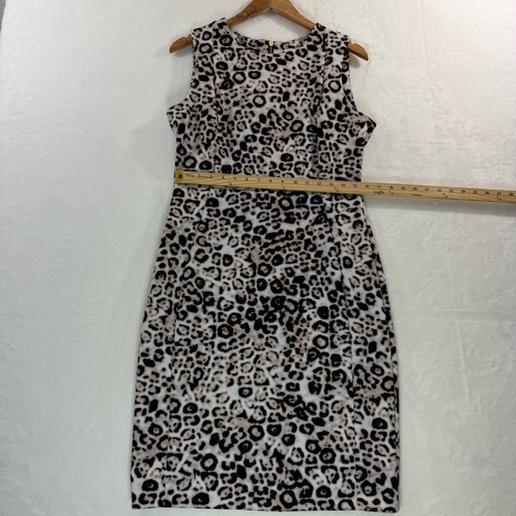 Calvin Klein Leopard Print Fitted Dress 12 Stretchy Date Night Office Siren - Picture 4 of 12